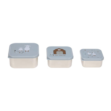 Snackboxen Edelstahl - 3er Set - Tiny Farmer - Blau - Lässig